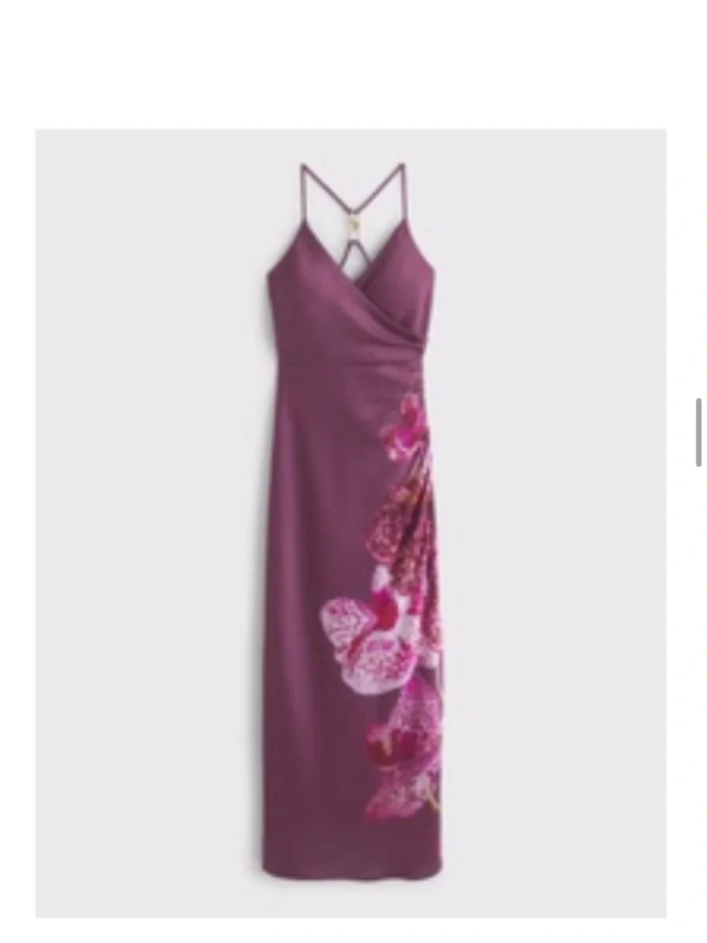 Abercrombie & Fitch orchid satin dress with gold metal back accessory